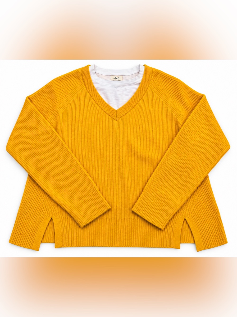 cinq à sept Golden Yellow V-Neck Ribbed Sweater